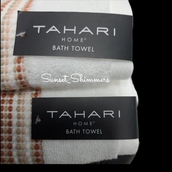 6pc TAHARI Rust Tan Ombre Dot Stripe Luxury Plush Bath Hand Tip Towel Set